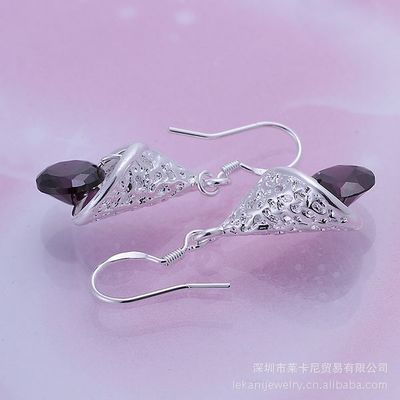 【小饰品批发 创意银饰品批发 甜筒镶钻耳环 紫色 新款供应E208】价格,厂家,图片,其他耳饰,深圳市莱卡尼贸易-