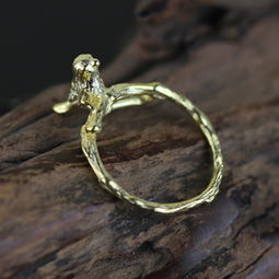 925纯银镀金立体小鸟树枝开口戒指 柔美设计与女性魅力的完美结合